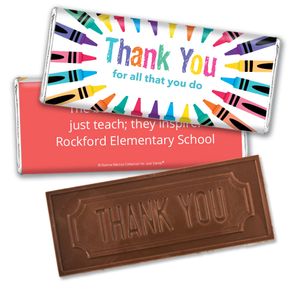 Personalized Teacher Appreciation Colorful Thank You Assembled Embossed Chocolate Bar