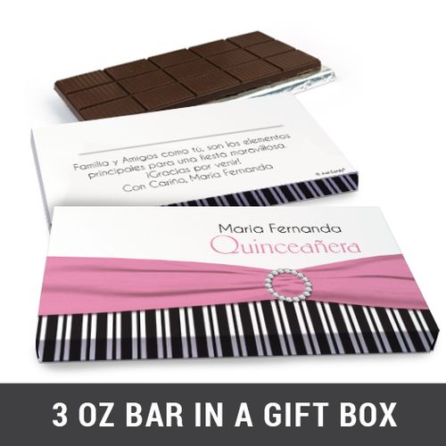 Deluxe Personalized Quinceaera Rayas y el Arco Chocolate Bar in Gift Box (3oz Bar)