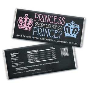 Personalized Bonnie Marcus Princess or Prince Gender Reveal Chocolate Bar Wrappers Only
