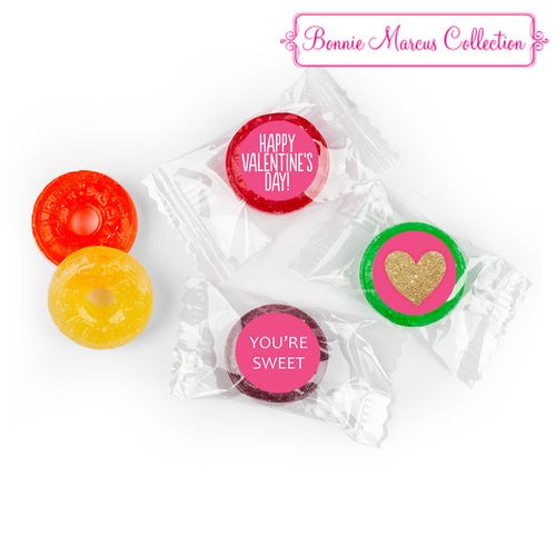 Personalized Valentine's Day Glitter Heart LifeSavers 5 Flavor Hard Candy (300 Pack)