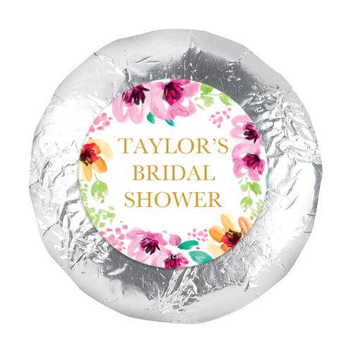 Personalized 1.25" Stickers - Bridal Shower Reception Botanical Bubbly (48 Stickers)