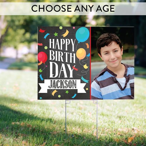 Happy Birthday Yard Sign Personalized Birthday Chalk with Photo