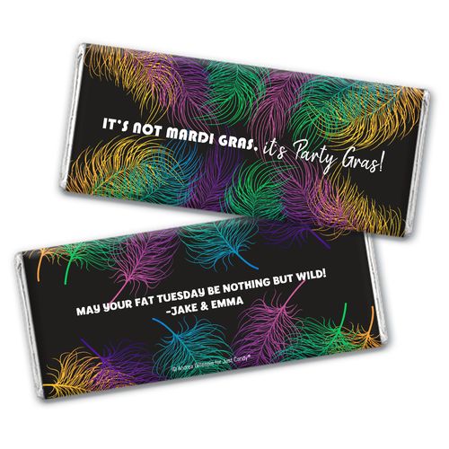Personalized Mardi Gras Party Feathers Hershey's Chocolate Bar Wrappers