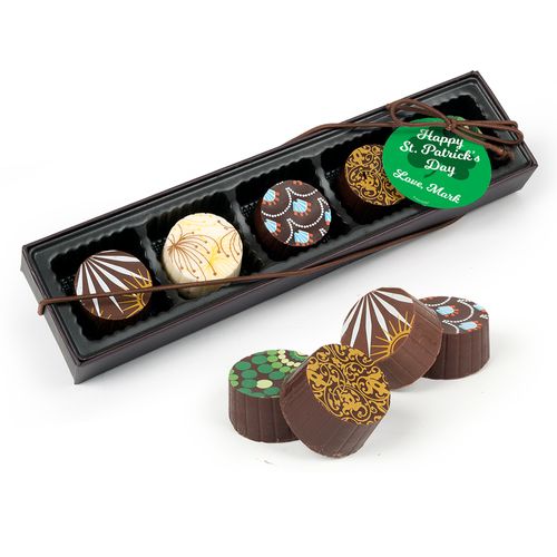 Personalized St. Patrick's Day Clover Gourmet Belgian Chocolate Truffle Gift Box (5 Truffles)