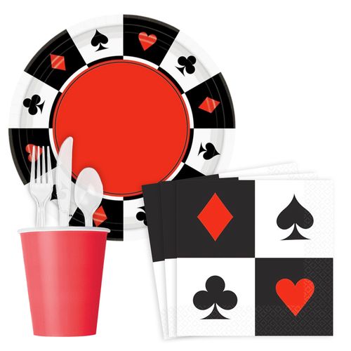 Casino Standard Birthday Party Tableware Kit Serves 8