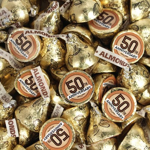 Gold 50th Anniversary Hershey's Kisses Candy - Assembled 100 Pack