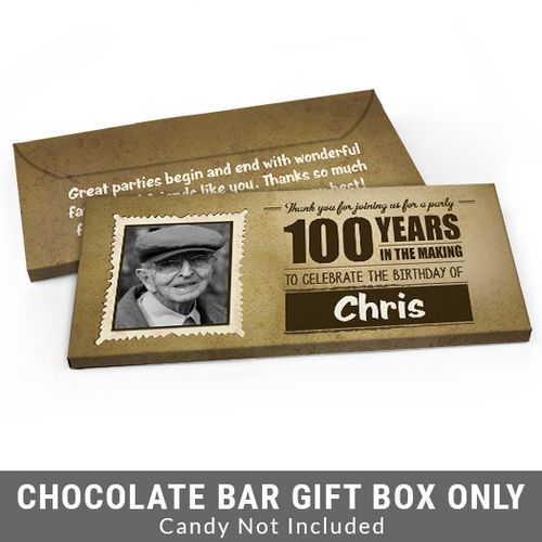 Deluxe Personalized 100th Birthday Candy Bar Favor Box