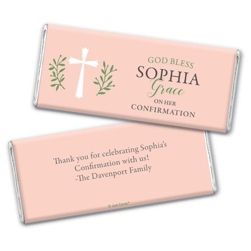 Personalized Confirmation God Bless Pink Chocolate Bars