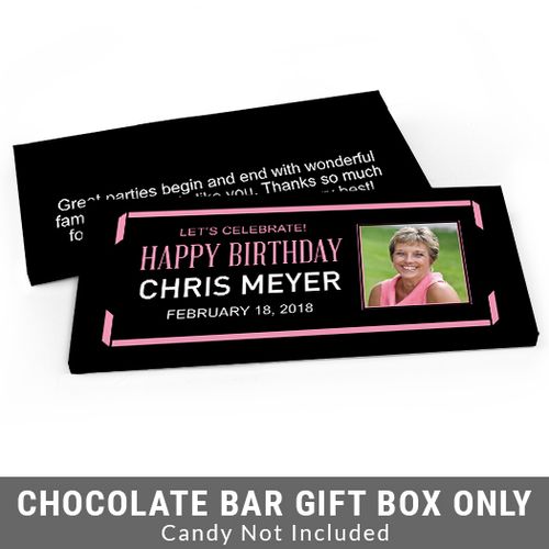 Deluxe Personalized Celebrate Photo Adult Birthday Candy Bar Favor Box