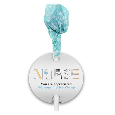 Personalized Nurse Appreciation First Aid Dum Dums with Gift Tag (75 pops)