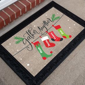 Personalized 18" x 30" Doormat Gather Together Stocking Family of 4
