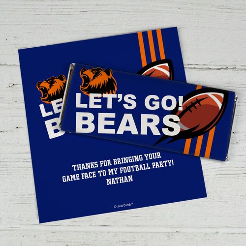 Personalized Bears Football Party Chocolate Bar Wrappers Only