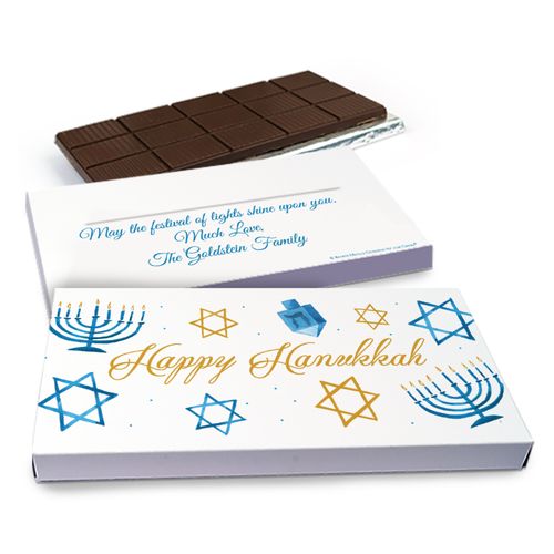 Deluxe Personalized Hanukkah 8 Crazy Nights Chocolate Bar in Gift Box (3oz Bar)