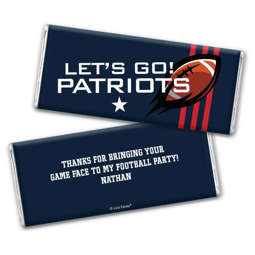 Personalized Patriots Football Party Chocolate Bar Wrappers Only
