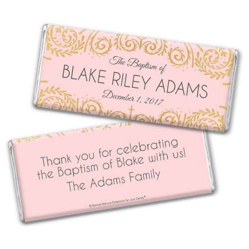Personalized Bonnie Marcus Scroll Baptism Chocolate Bar & Wrapper