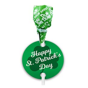 St. Patricks Day Script Clover Dum Dums with Gift Tag (75 pops)