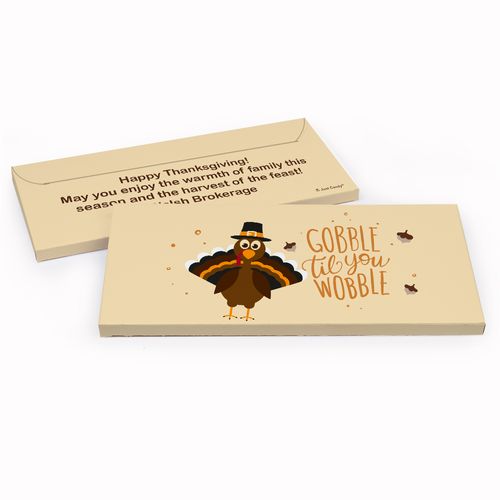 Deluxe Personalized Gobble til you Wobble Thanksgiving Chocolate Bar in Gift Box