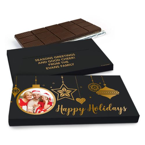 Deluxe Personalized Once Upon a Holiday Christmas Chocolate Bar in Metallic Gift Box (3oz Bar)