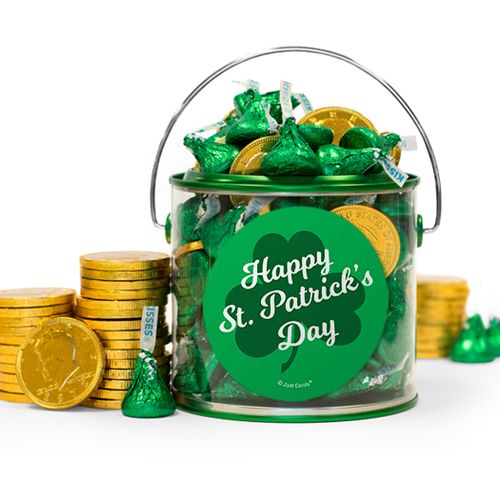 St. Patrick's Day Clovers Hershey's Kisses & Gold Coins Filled Green Paint Can