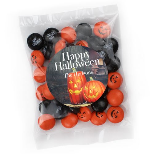 Personalized Halloween Candy Bag with JC Minis Milk Chocolate Gems - Pumpkin Greetings