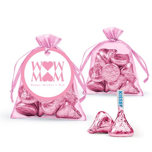 Mother's Day Heart Hershey's Kisses in Organza Bags with Gift Tag