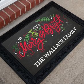 Personalized Christmas 18" x 30" Doormat Merry and Bright