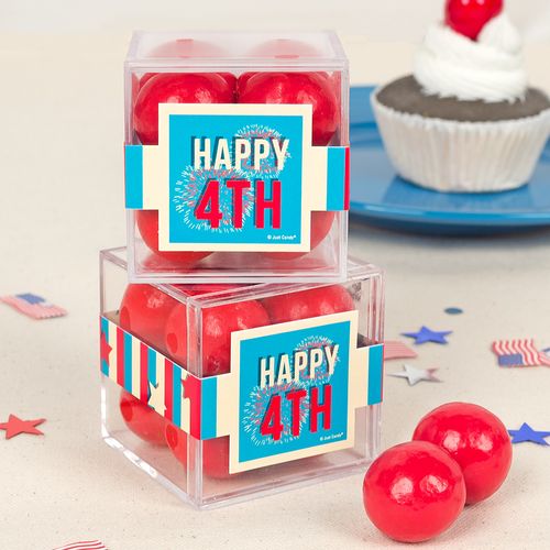 4th of July JUST CANDY® favor cube with Premium Malted Milk Balls