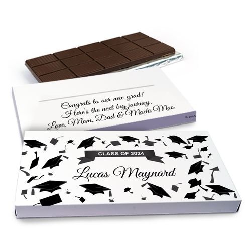 Deluxe Personalized Graduation Hats Off Chocolate Bar in Gift Box (3oz Bar)