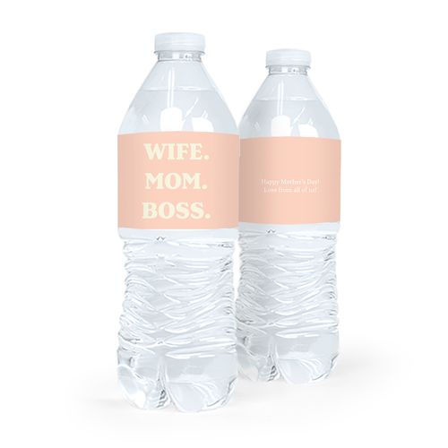Personalized Mother's Day Wife Mom Boss Water Bottle Labels (5 Labels)