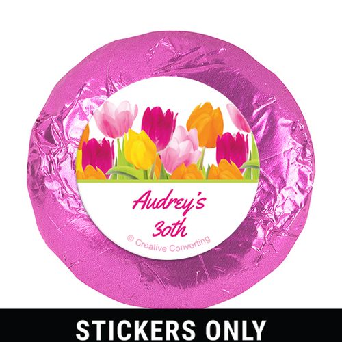 Personalized Birthday Tulips 1.25" Stickers (48 Stickers)