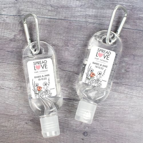 Personalized Hand Sanitizer with Carabiner Wedding 1 fl. oz bottle - Heart Love