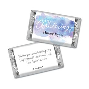 Personalized Watercolor Christening Hershey's Miniatures Wrappers