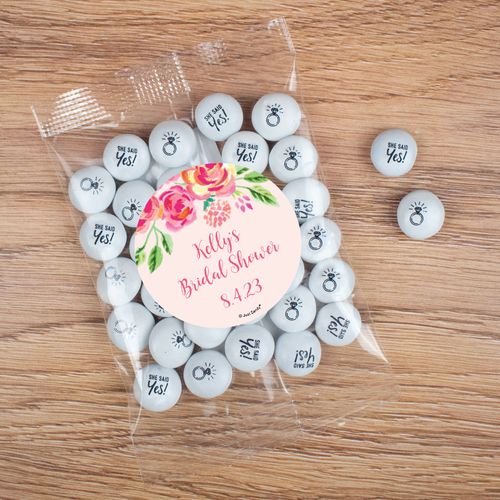 Personalized Bridal Shower Candy Bag with JC Chocolate Minis - Pink Flowers