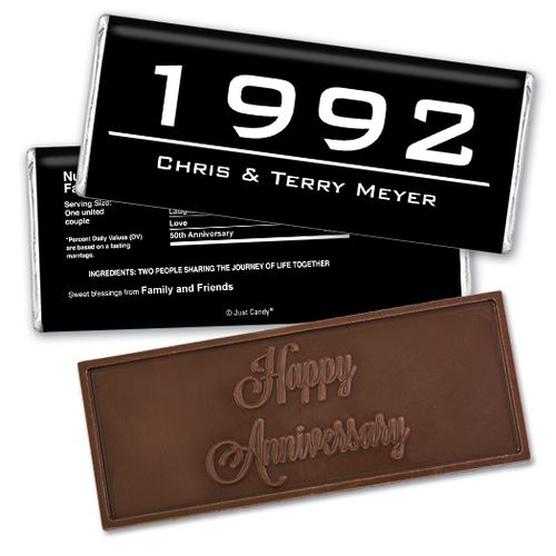 Anniversary Personalized Embossed Chocolate Bar Banner Year