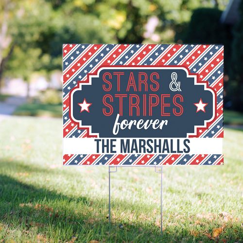 Personalized Patriotic Yard Sign - Stars and Stripes Forever