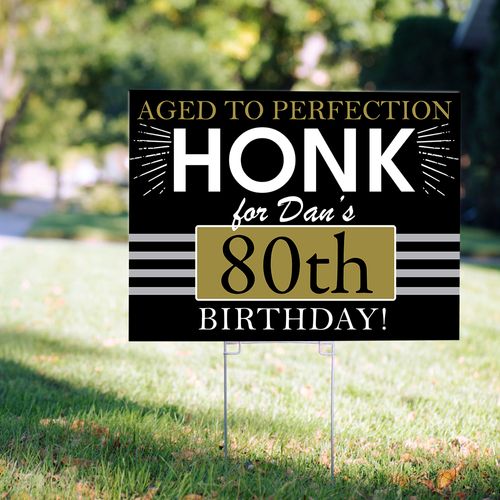 80th Birthday Yard Sign Personalized - Aged to Perfection