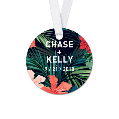 Personalized Tropical Wedding Round Favor Gift Tags (20 Pack)