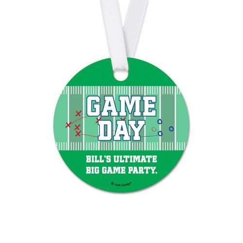 Personalized Football Party Themed Football Field Round Favor Gift Tags (20 Pack)