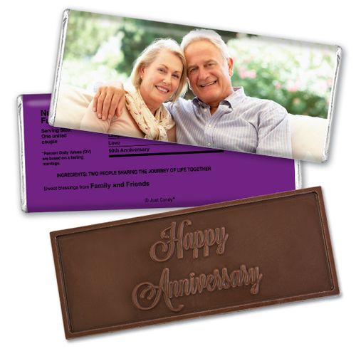 All About LoveEmbossed Happy Anniversary Bar Personalized Embossed Chocolate Bar Assembled