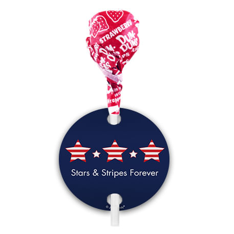 Independence Day Stars & Stripes Dum Dums with Gift Tag (75 pops)