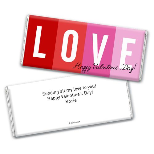 Personalized Valentine's Day Color Block Love Hershey's Chocolate Bar & Wrapper