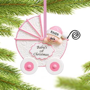 Personalized Baby Buggy First Christmas Girl