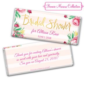 Personalized Bonnie Marcus Chocolate Bar & Wrapper - Bridal Shower Fabulous Floral
