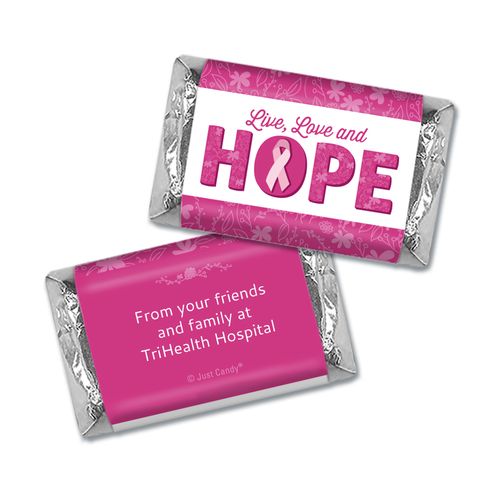 Personalized Breast Cancer Live Love Hope Hershey's Miniatures Wrappers