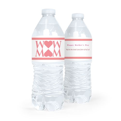 Personalized Mother's Day Heart Water Bottle Labels (5 Labels)