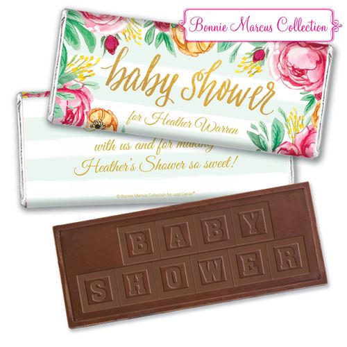 Personalized Bonnie Marcus Embossed Chocolate Bar & Wrapper - Baby Shower Stripes