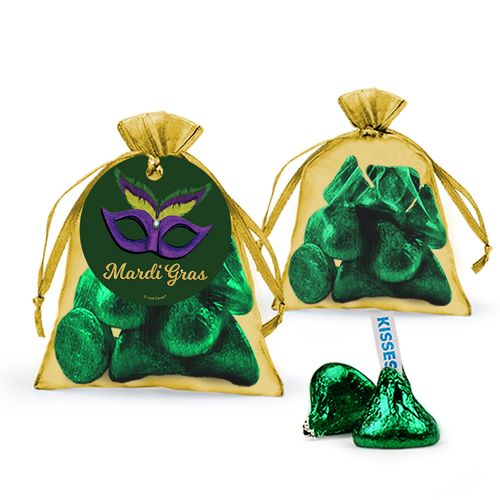 Mardi Gras Masquerade Hershey's Kisses in Organza Bags with Gift Tag