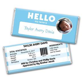 Bonnie Marcus Collection Personalized Wrapper Name Tag Boy Birth Announcement