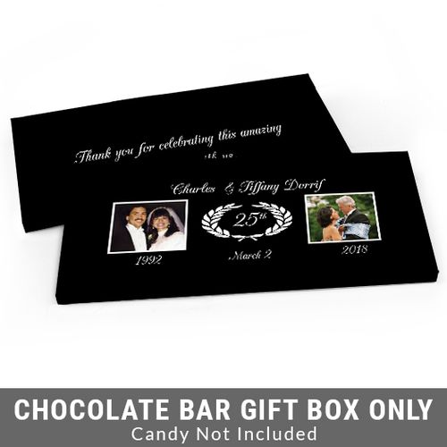 Deluxe Personalized Then & Now Photo Anniversary Candy Bar Favor Box