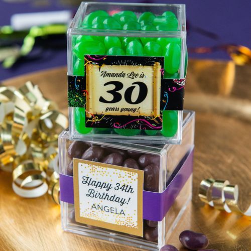 Personalized Milestone 30th Birthday JUST CANDY® favor cube with Jelly Belly Jelly Beans